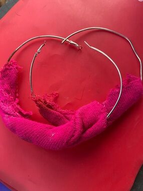 Hot Pink Fabric-Wrapped Hoop Earrings